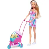 Simba Steffi Love Dog Buggy, Spielpuppe mit Hundebuggy, 29 cm, ab 3 Jahre