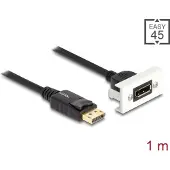 DeLOCK Easy 45 DisplayPort 8K 30 Hz Modul mit Kabelpeitsche, 22,5 x 45 mm, 1 m, DisplayPort, DisplayPort, Weiblich, Männlich, 7680 x 4320 Pixel