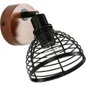 Licht-Erlebnisse Wandlampe verstellbar Holz Metall Retro Design E27 schwenkbar E14 Wandleuchte Spot Strahler