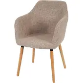 MCW Esszimmerstuhl Vaasa T381, Stuhl Küchenstuhl, Retro 50er Jahre Design Textil, creme/grau, helle Beine