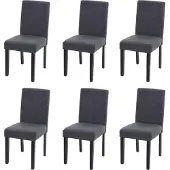 MCW 6er-Set Esszimmerstuhl Stuhl Küchenstuhl Littau Textil, anthrazitgrau, dunkle Beine