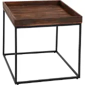 Mendler Beistelltisch MCW-K71, Kaffeetisch Couchtisch Tisch, Paulownia-Holz Metall 60x60x60cm dunkelbraun