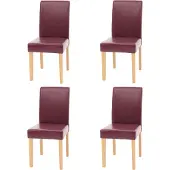 MCW 4er-Set Esszimmerstuhl Stuhl Küchenstuhl Littau MVG- Kunstleder, rot helle Beine