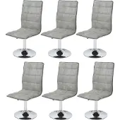 MCW 6er-Set Esszimmerstuhl MCW-C41, Stuhl Küchenstuhl, höhenverstellbar drehbar, Stoff/Textil MVG vintage betongrau