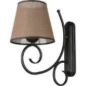 Licht-Erlebnisse Wandleuchte Landhausstil Braun Stoff Schirm rustikale Wandlampe Schlafzimmer Wohnzimmer ABUELA