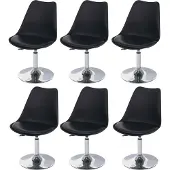 Mendler 6er-Set Drehstuhl Vaasa T501, Stuhl Küchenstuhl, höhenverstellbar, Kunstleder schwarz