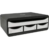 Exacompta TOOLBOX Weiß glossy, Ablagemodul A4+ mit 4 Schubladen (3 klein/1 groß), 27 cm tief, stapelbar, 25 Jahre