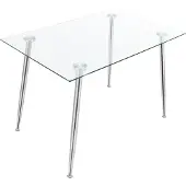 En.casa Glastisch Hyrynsalmi 75x110x70 cm Chromgestell 8mm gehärtetes Glas für 4 Personen