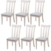 Mendler 6er-Set Esszimmerstuhl MCW-G46, Küchenstuhl Stuhl, Stoff/Textil Massiv-Holz helles Gestell, grau
