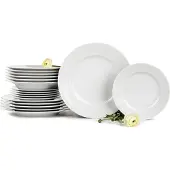 Konsimo Tafelservice für 6 Personen (18-tlg.) "AMELIA", Weiß, Porzellan, Elegant, 19 cm / 26 cm / 23 cm