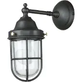 Licht-Erlebnisse Wandlampe außen Messing massiv Glas E27 H: 30 cm IP44 in Bronze Maritim Außenleuchte Garten Haus Balkon