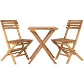 Ebuy24 Cuenca Kaffeeset, 2 Stühle und 1 Tisch, Teak, natur
