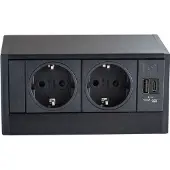 Evoline R-Dock Steckdosenelement 2 x Schuko, USB-A + C Charger schwarz