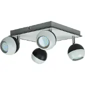 Licht-Erlebnisse Deckenstrahler GU10 25 cm breit verstellbar Schwarz Weiß 4-flammig Kugelschirm Modern