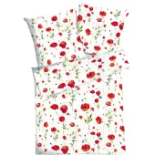 Kaeppel Bettwäsche Sommermohn" rot 1x 155x220 cm + 1x 80x80 cm"