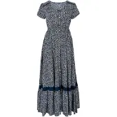 Apricot Druckkleid "Gemustertes Maxikleid" 1 tlg. mit bestickter Bordüre