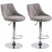 CLP 2er Set Barhocker Lazio Stoff höhenverstellbar und 360 Grad drehbar | Farbe grau