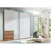 Wimex Schwebetürenschrank Level 36D ca. 250 cm Weiß/Eiche Dekor
