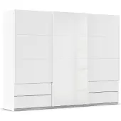 Rauch Schwebetürenschrank "Kleiderschrank Schrank Garderobe ELARA Glastür/Grauspiegel" praktische Schubladen optional farblich abgesetzt MADE IN GERMANY