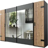 Wimex Stockholm Schwebetürenschrank Graphit/Silver Fir mit Spiegel 227 cm