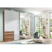 Wimex Schwebetürenschrank Level 36D ca. 200 cm Weiß/Eiche Dekor