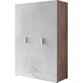 Wimex Kleiderschrank Malta in Hochglanz Lack weiß und Eiche Sägerau 120 cm