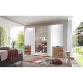 Wimex Schwebetürenschrank Level 36D ca. 300 cm Weiß/Eiche Dekor