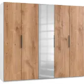 Wimex Drehtürenschrank Level 36A mit Spiegel ca. 250 cm Eiche/Weiß