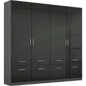 Rauch Kleiderschrank Celle ca. 181x197 cm 8 Schubladen grau hochglanz