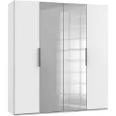 Fresh To Go Kleiderschrank Level Schlafzimmerschrank 4-türig mit Spiegel Ausführung wählbarWeiß