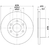 Hella Bremsscheibe Hinterachse voll [Hersteller-Nr. 8DD355117-171] für Iveco