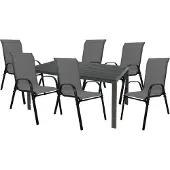 Mojawo Gartengarnitur Sitzgarnitur 7-teilig 160x90cm Anthrazit/Schwarz
