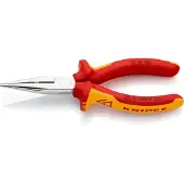 Knipex Flachrundzange DIN ISO 5745 Länge 160mm mit Schneide gerade VDE Chrom 2K-Hüllen - 25 06 160 SB