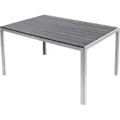Mojawo XL Non-Wood Gartentisch Outdoortisch Aluminium Silber / grau 180x90cm