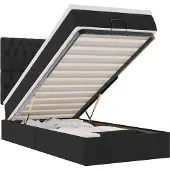 vidaXL Ottoman-Bett mit Matratze & LEDs Schwarz 100x200 cm Stoff