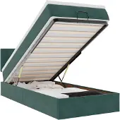 vidaXL Ottoman-Bett mit Matratze & LEDs Dunkelgrün 100x200 cm Samt