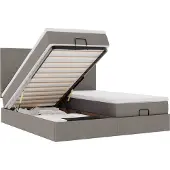 vidaXL Ottoman-Bett mit Matratzen & LEDs Taupe 200x200 cm Stoff