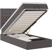 vidaXL Ottoman-Bett mit Matratze & LEDs Grau 80x200 cm Kunstleder