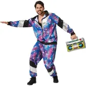 TecTake Herrenkostüm Retro 80er 90er Jahre Disco Jogginganzug