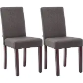 CLP 2er Set Esszimmerstuhl Ina Stoffbezug mit Holzgestell dunkelgrau Gestell Farbe cappuccino