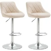 CLP 2er Set Barhocker Lazio Kunstleder höhenverstellbar und 360 Grad drehbar | Farbe creme