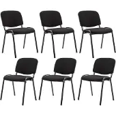 CLP 6er Set Besucherstuhl Ken Stoff stapelbar und mit robustem Metallgestell schwarz