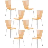 CLP 8er Set Besucherstuhl Aaron mit Holzsitz und Metallgestell natur