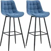 CLP 2er Set Barhocker Dartford blau Material Stoff
