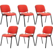 CLP 6er Set Besucherstuhl Ken Stoff stapelbar und mit robustem Metallgestell rot