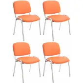 CLP 4er Set Stühle Ken Chrom Kunstleder orange
