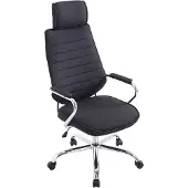 CLP Bürostuhl ergonomisch Rako, Schreibtischstuhl höhenverstellbar drehbar Stoffbezug, Rückenlehne mit Kopfstütze, Armlehnen gepolstert