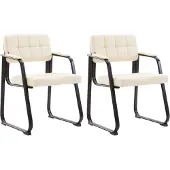 CLP 2er Set Besucherstühle Canada B Kunstleder creme