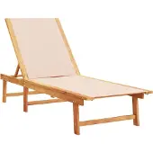 The Living Store Sonnenliege Creme Massivholz Akazie und Textilene