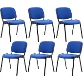 CLP 6er Set Besucherstuhl Ken Stoff stapelbar und mit robustem Metallgestell blau